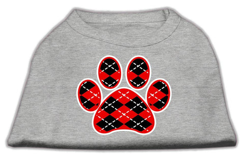 Argyle Paw Red Screen Print Shirt Grey Sm (10)