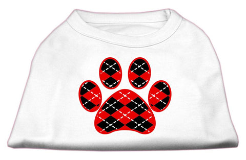 Argyle Paw Red Screen Print Shirt White S (10)