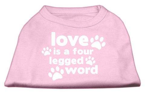 Love is a Four Leg Word Screen Print Shirt Light Pink Lg (14)