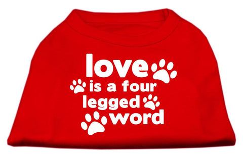 Love is a Four Leg Word Screen Print Shirt Red Lg (14)