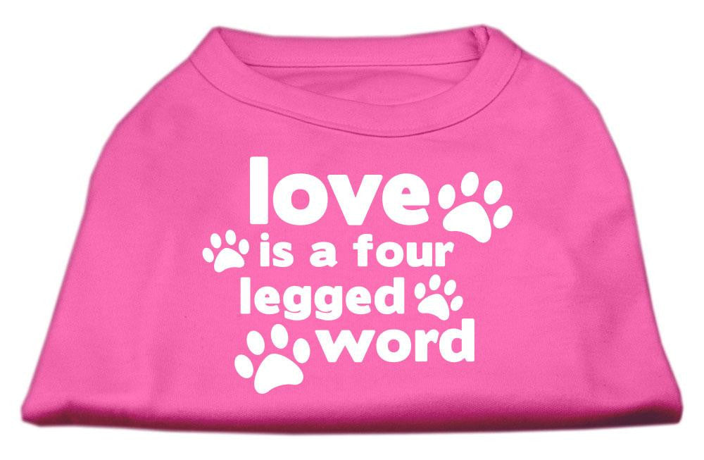 Love is a Four Leg Word Screen Print Shirt Bright Pink Med (12)