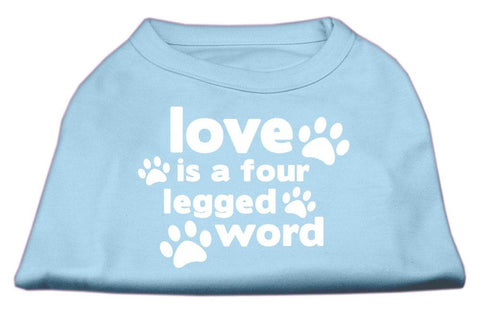 Love is a Four Leg Word Screen Print Shirt Baby Blue Sm (10)