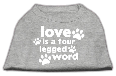 Love is a Four Leg Word Screen Print Shirt Grey XL (16)