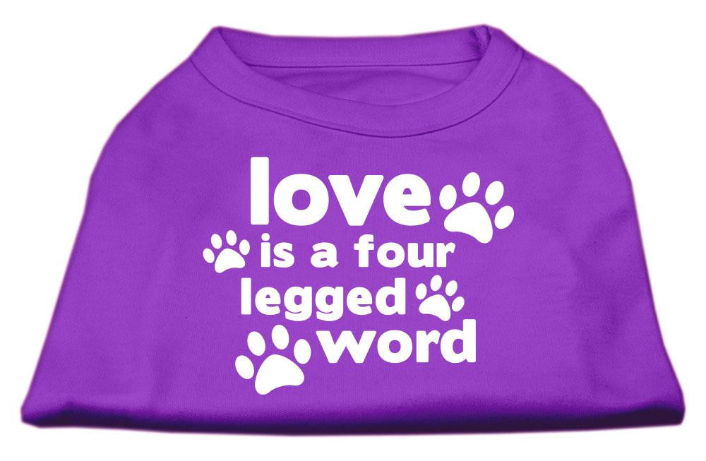 Love is a Four Leg Word Screen Print Shirt Purple XL (16)