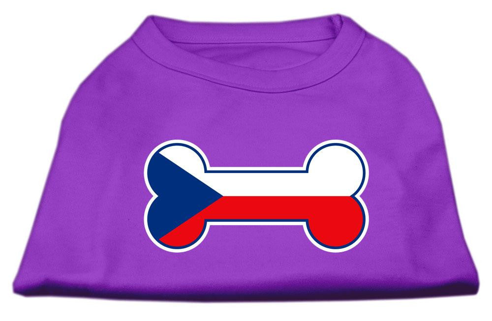 Bone Shaped Czech Republic Flag Screen Print Shirts Purple L (14)