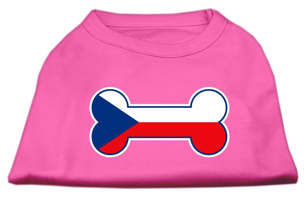 Bone Shaped Czech Republic Flag Screen Print Shirts Bright Pink M (12)