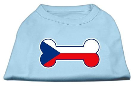 Bone Shaped Czech Republic Flag Screen Print Shirts Baby Blue S (10)