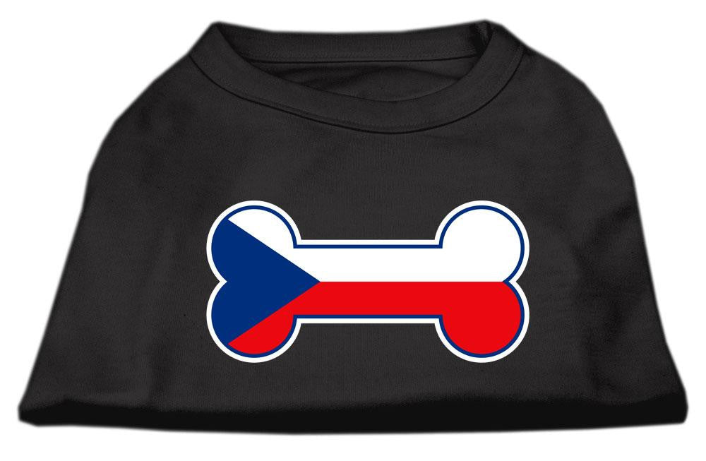 Bone Shaped Czech Republic Flag Screen Print Shirts Black XS (8)