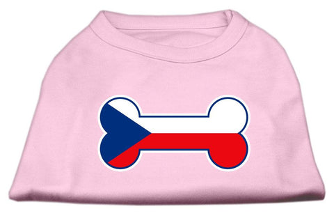 Bone Shaped Czech Republic Flag Screen Print Shirts Light Pink XXL (18)