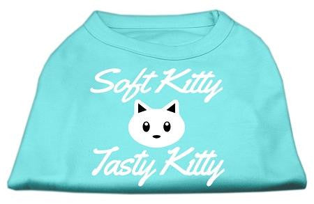 Softy Kitty, Tasty Kitty Screen Print Dog Shirt Aqua Lg (14)