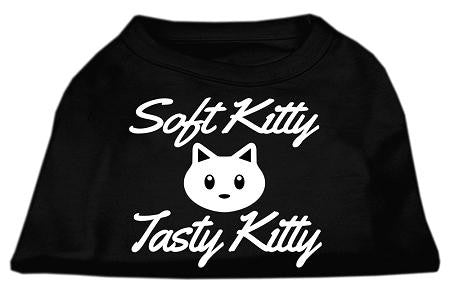 Softy Kitty, Tasty Kitty Screen Print Dog Shirt Black Lg (14)