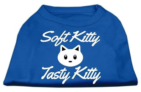 Softy Kitty, Tasty Kitty Screen Print Dog Shirt Blue Lg (14)