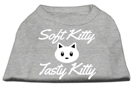 Softy Kitty, Tasty Kitty Screen Print Dog Shirt Grey Med (12)