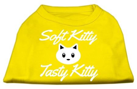 Softy Kitty, Tasty Kitty Screen Print Dog Shirt Yellow Sm (10)