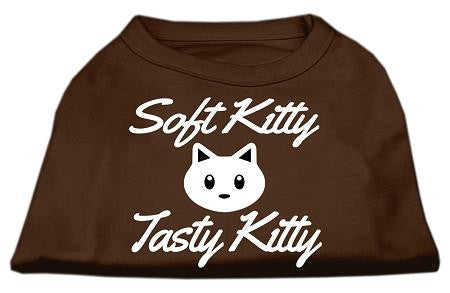 Softy Kitty, Tasty Kitty Screen Print Dog Shirt Brown XL (16)