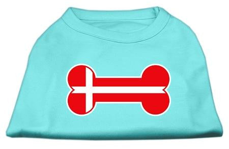 Bone Shaped Denmark Flag Screen Print Shirts Aqua L (14)