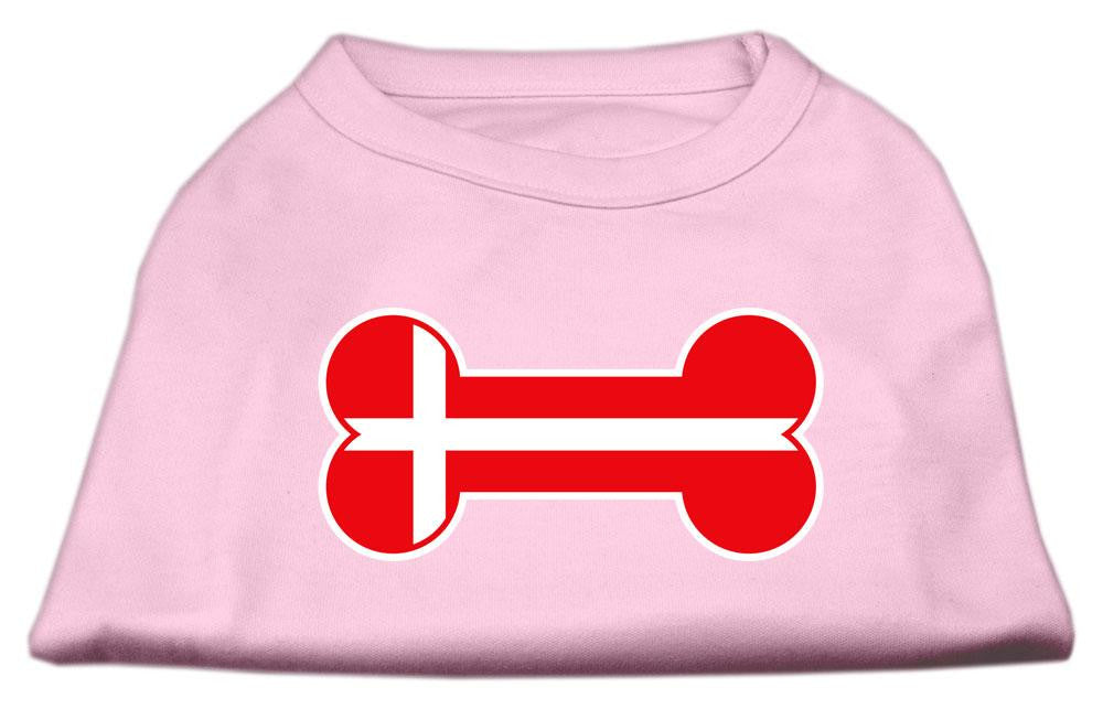 Bone Shaped Denmark Flag Screen Print Shirts Light Pink S (10)