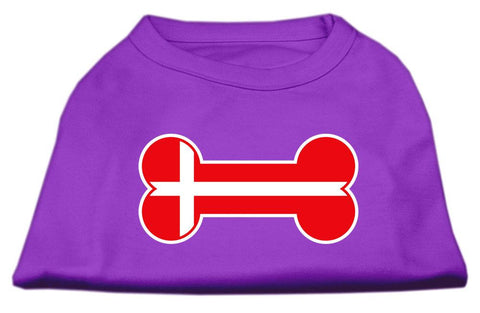 Bone Shaped Denmark Flag Screen Print Shirts Purple S (10)