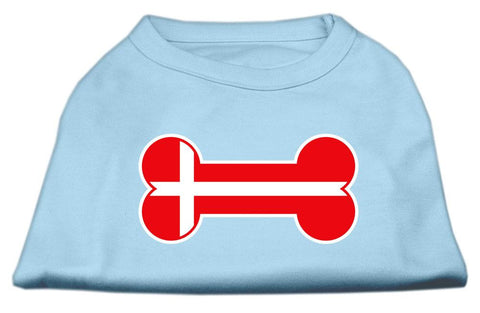 Bone Shaped Denmark Flag Screen Print Shirts Baby Blue XL (16)