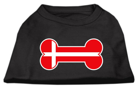 Bone Shaped Denmark Flag Screen Print Shirts Black XL (16)