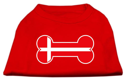 Bone Shaped Denmark Flag Screen Print Shirts Red XS (8)