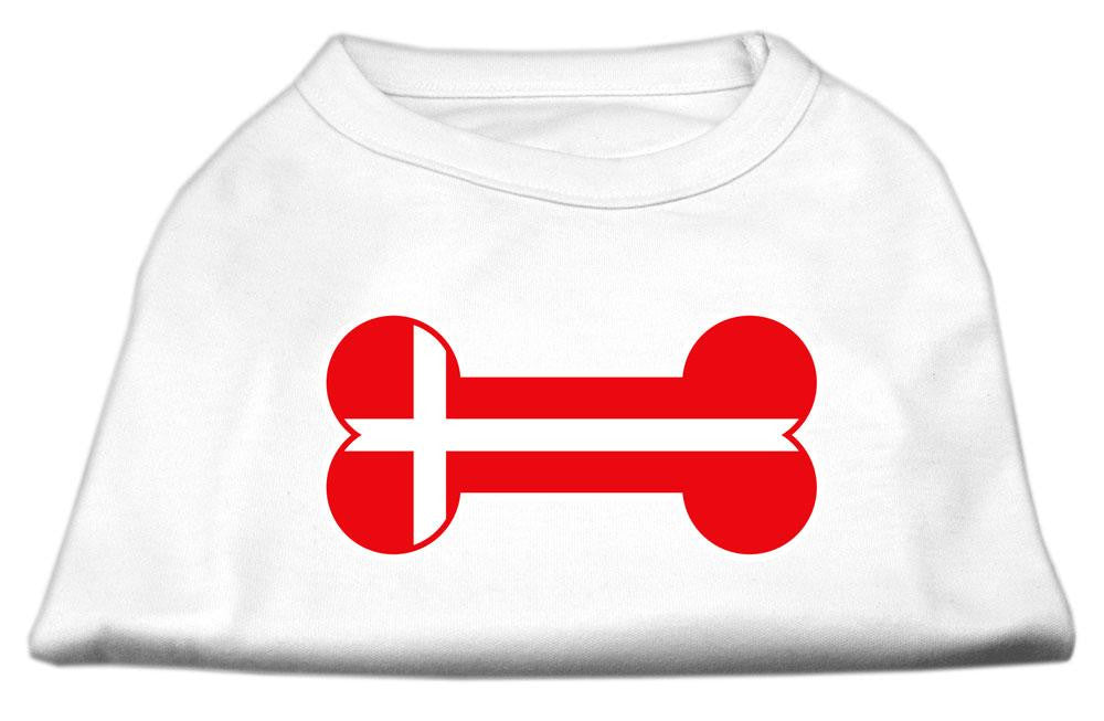 Bone Shaped Denmark Flag Screen Print Shirts White XXL (18)