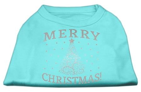 Shimmer Christmas Tree Pet Shirt Aqua XS (8)