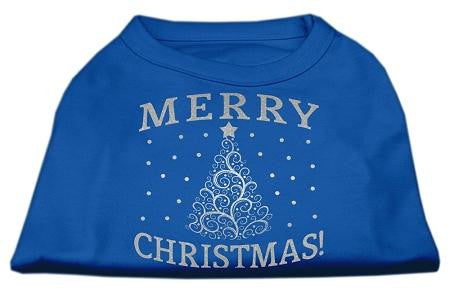 Shimmer Christmas Tree Pet Shirt Blue XS (8)