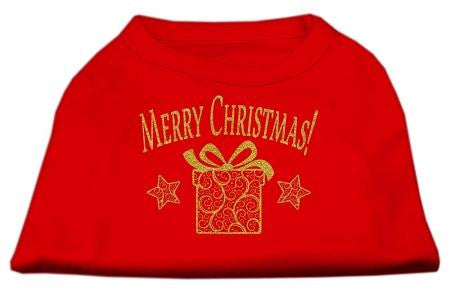 Golden Christmas Present Dog Shirt Red Lg (14)