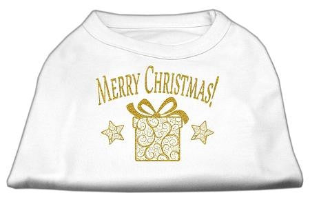 Golden Christmas Present Dog Shirt White Lg (14)