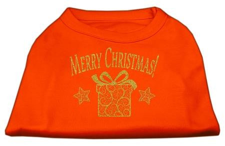 Golden Christmas Present Dog Shirt Orange Med (12)