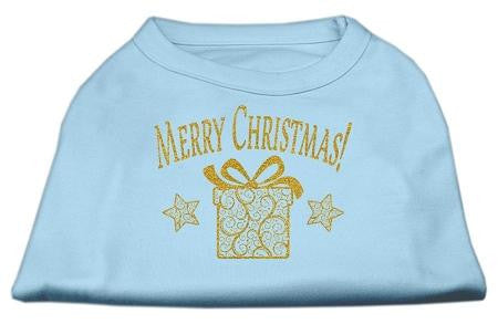 Golden Christmas Present Dog Shirt Baby Blue XS (8)