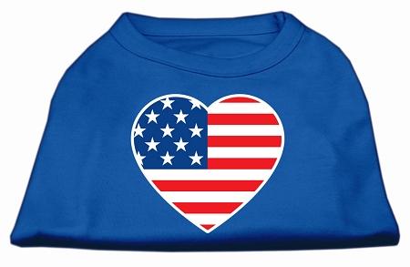 American Flag Heart Screen Print Shirt Blue Med (12)