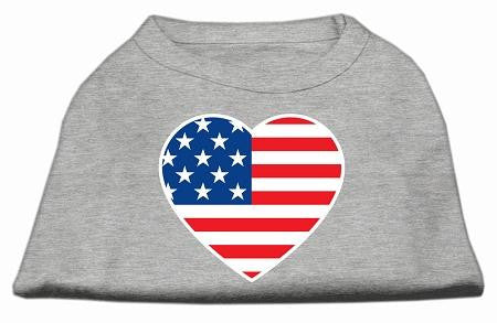 American Flag Heart Screen Print Shirt Grey Xxl (18)