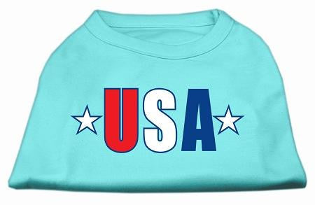 USA Star Screen Print Shirt Aqua XS (8)