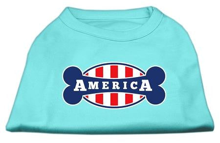 Bonely in America Screen Print Shirt Aqua Lg (14)