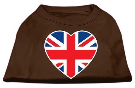 British Flag Heart Screen Print Shirt Brown Lg (14)