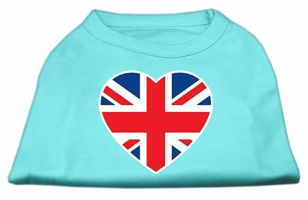 British Flag Heart Screen Print Shirt Aqua XS (8)