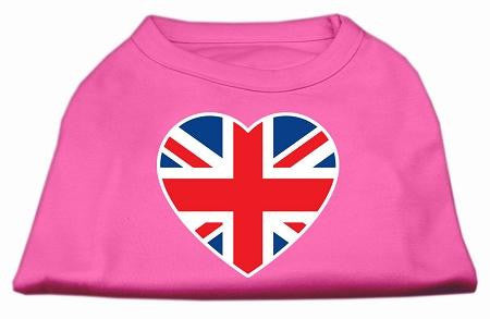 British Flag Heart Screen Print Shirt Bright Pink XS (8)