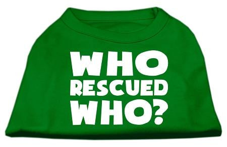 Who Rescued Who Screen Print Shirt Green XL (16)