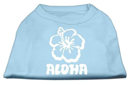 Aloha Flower Screen Print Shirt Baby Blue Lg (14)