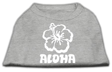 Aloha Flower Screen Print Shirt Grey Lg (14)