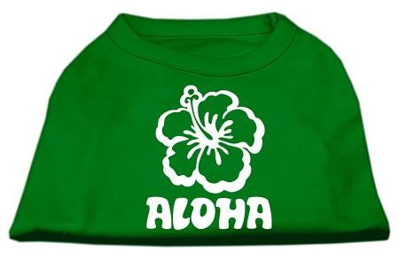 Aloha Flower Screen Print Shirt Green Med (12)