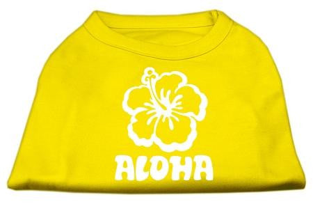 Aloha Flower Screen Print Shirt Yellow XS (8)