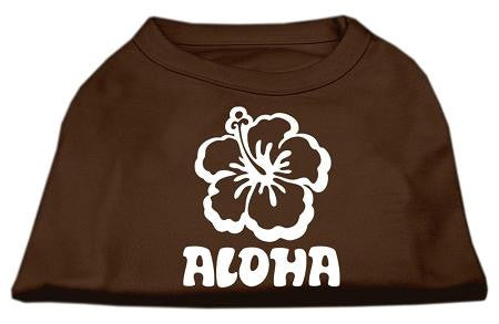 Aloha Flower Screen Print Shirt Brown XXL (18)