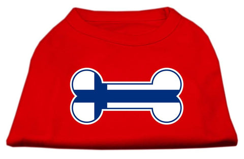 Bone Shaped Finland Flag Screen Print Shirts Red S (10)