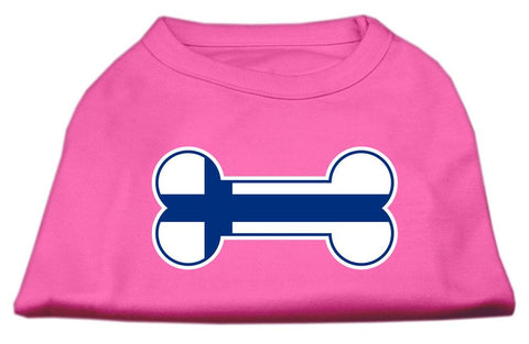 Bone Shaped Finland Flag Screen Print Shirts Bright Pink XL (16)