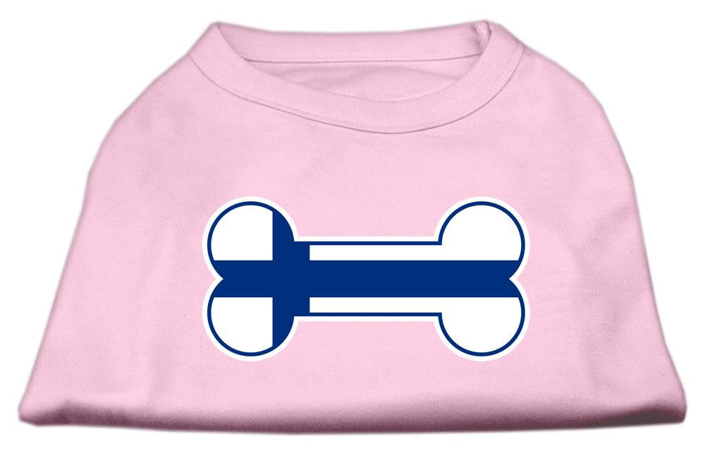 Bone Shaped Finland Flag Screen Print Shirts Light Pink XS (8)