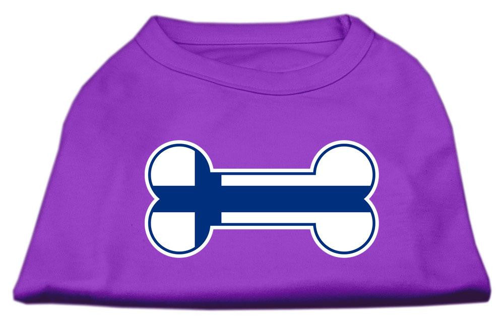 Bone Shaped Finland Flag Screen Print Shirts Purple XS (8)