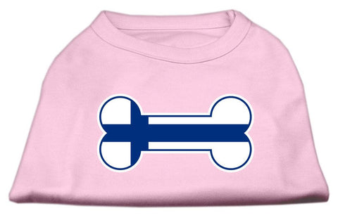 Bone Shaped Finland Flag Screen Print Shirts Light Pink XXL (18)